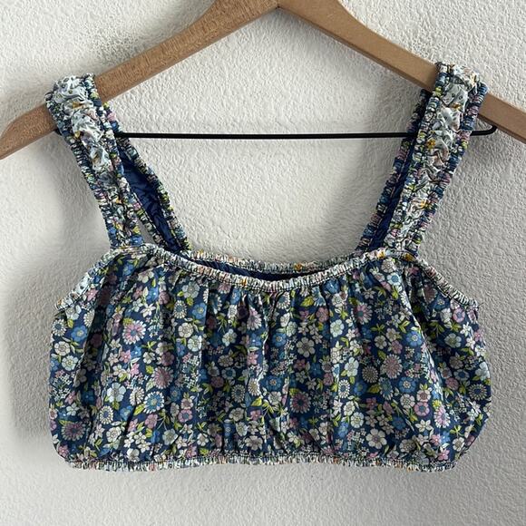 American Eagle Floral Coquette Mini Crop Stretch Strap Double Layered Large - Picture 1 of 6